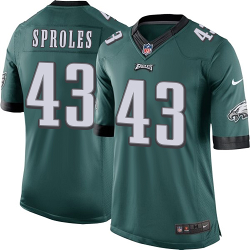 Men's Limited Darren Sproles Nike Jersey Midnight Green Home - #43 NFL Philadelphia Eagles